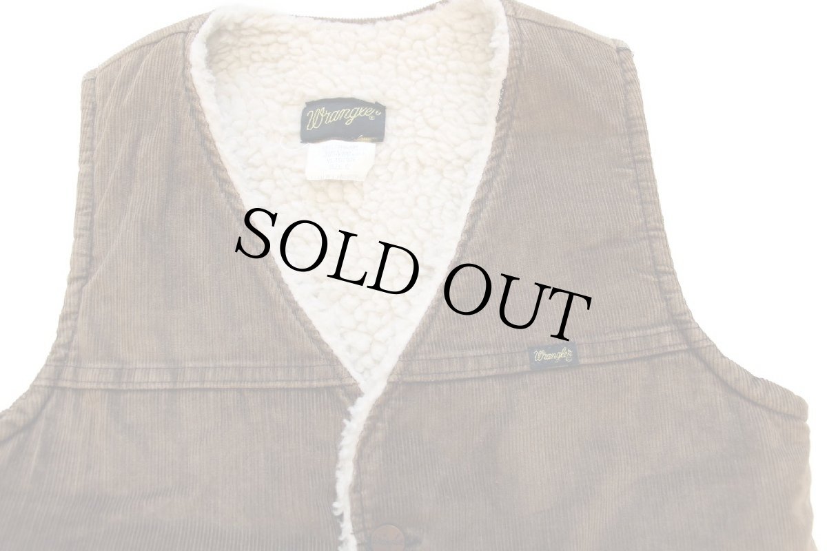 画像3: 70s USA製 Wranglerラングラー VL457BN ボアライナー コーデュロイベスト 茶 S (3)
