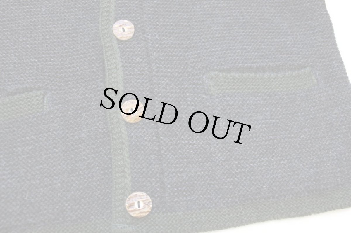 画像6: EU製 St.Peter Trachten 鹿角ボタン ノーカラー チロリアン ウールニット ジャケット チャコールグレー 48 (6)