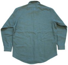 画像2: 80s USA製 PENDLETONペンドルトン 無地 エルボーパッチ付き ウールシャツ 薄緑 L (2)