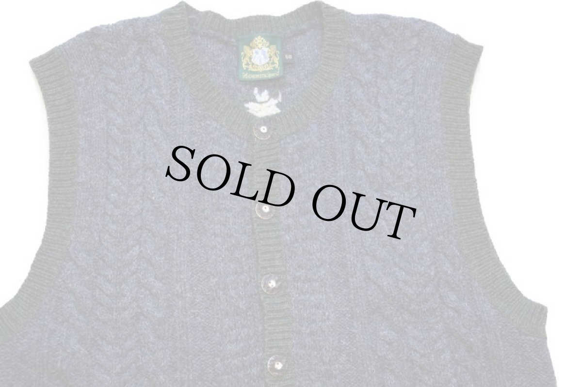 画像3: Hammerschmid ケーブル編み チロリアン ウールニット ベスト カーディガン グレー 58 (3)