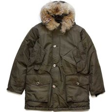 画像1: 00s USA製 WOOLRICH JOHN RICH&BROS. ウールリッチ コヨーテファー アークティックパーカー ダウンコート オリーブドラブ S★B-9タイプ (1)