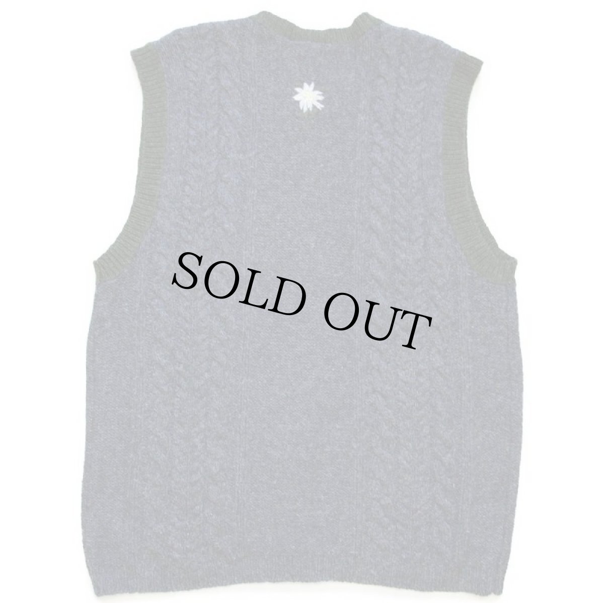 画像2: Hammerschmid ケーブル編み チロリアン ウールニット ベスト カーディガン グレー 58 (2)