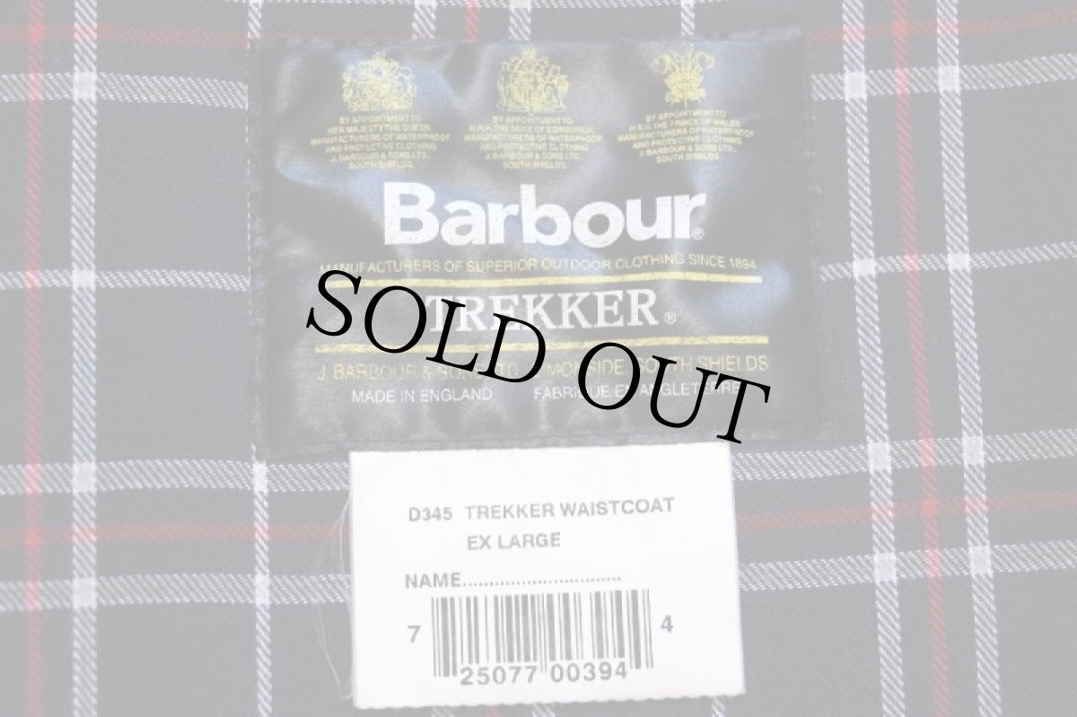 画像4: 90s 英国製 Barbourバブアー D345 TREKKER WAISTCOAT ロゴ刺繍 タータンチェックライナー キルティング トレッカーベスト 紺 XL (4)
