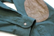 画像6: 80s USA製 PENDLETONペンドルトン 無地 エルボーパッチ付き ウールシャツ 薄緑 L (6)