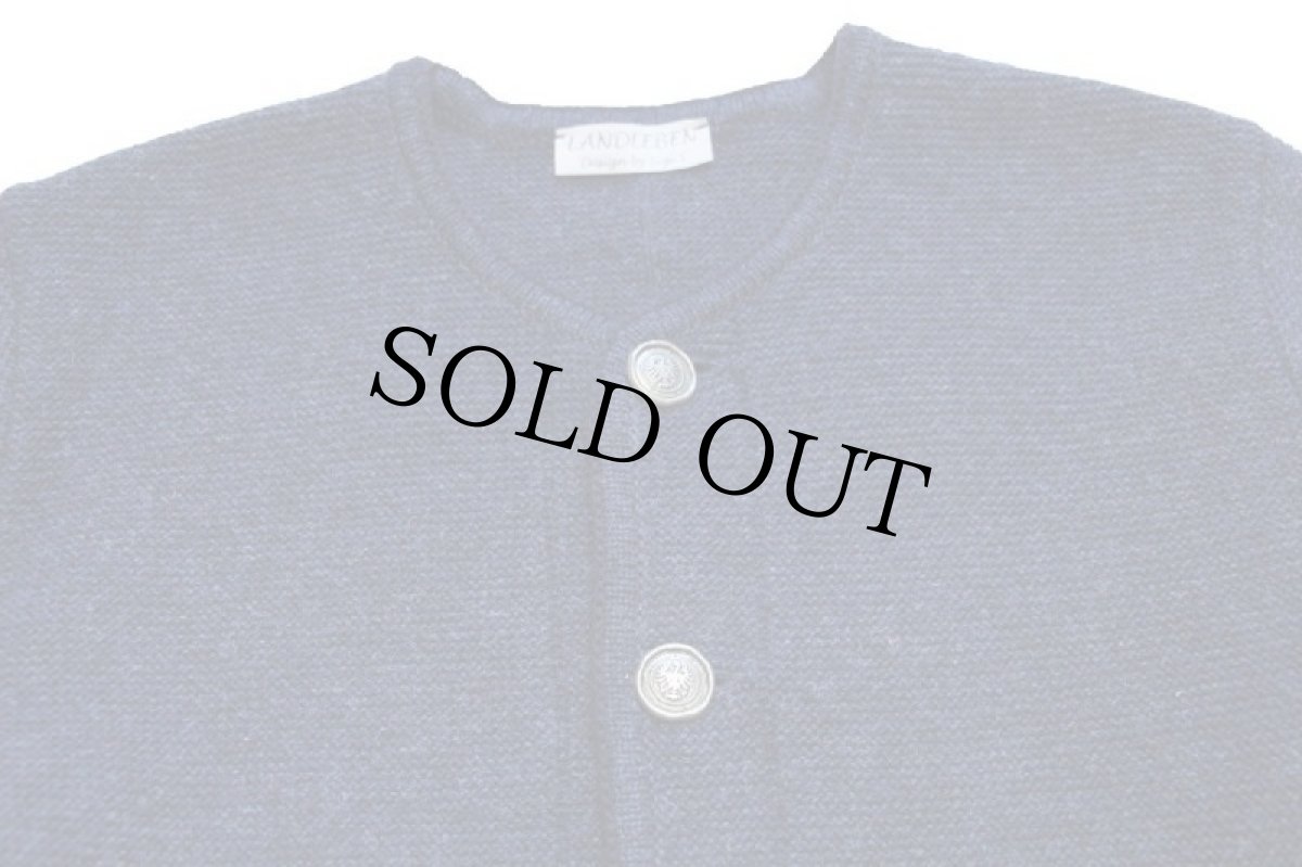 画像3: オーストリア製 LANDLEBEN ノーカラー チロリアン ウールニット ジャケット 紺 ミックス 48 (3)