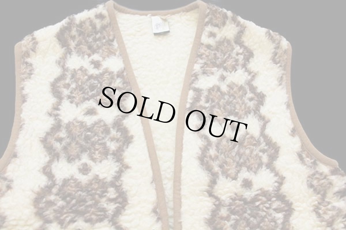 画像3: 80s PLANETA フォークロア柄 ウールパイル ベスト 44/46 (3)