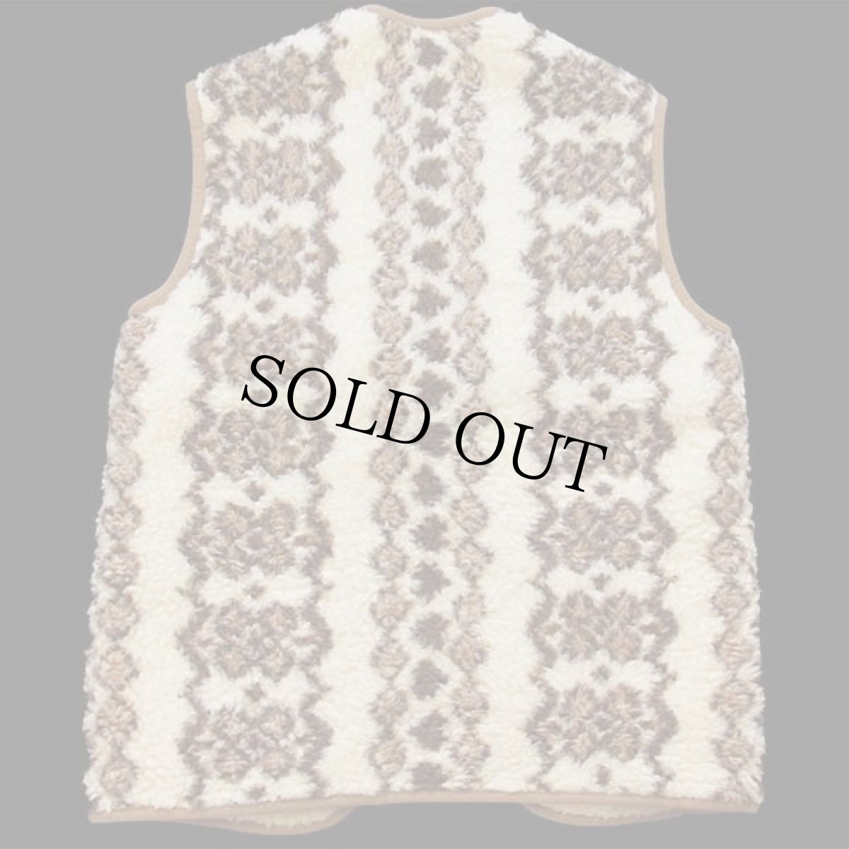 画像2: 80s PLANETA フォークロア柄 ウールパイル ベスト 44/46 (2)