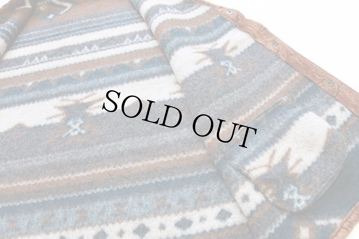 画像4: 90s CRAZY IDEA BY VALERIA COLTURI フォークロア柄 ボア ベスト M (4)