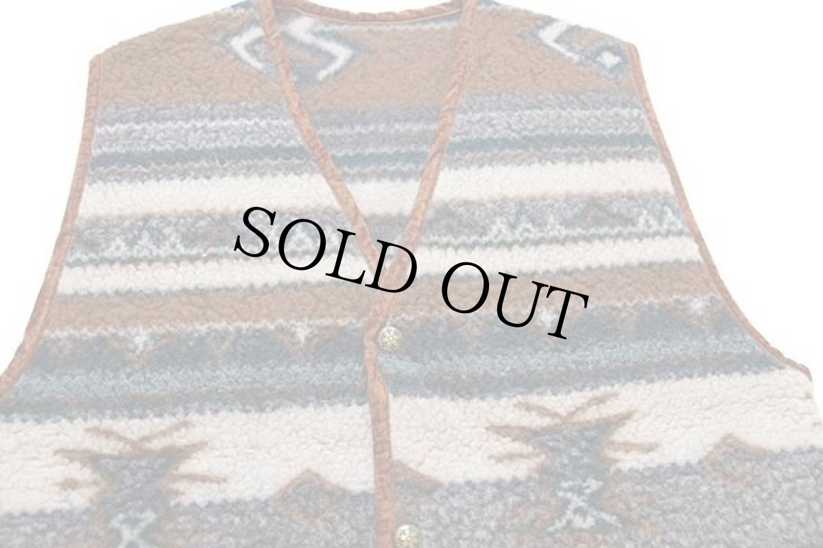 画像3: 90s CRAZY IDEA BY VALERIA COLTURI フォークロア柄 ボア ベスト M (3)