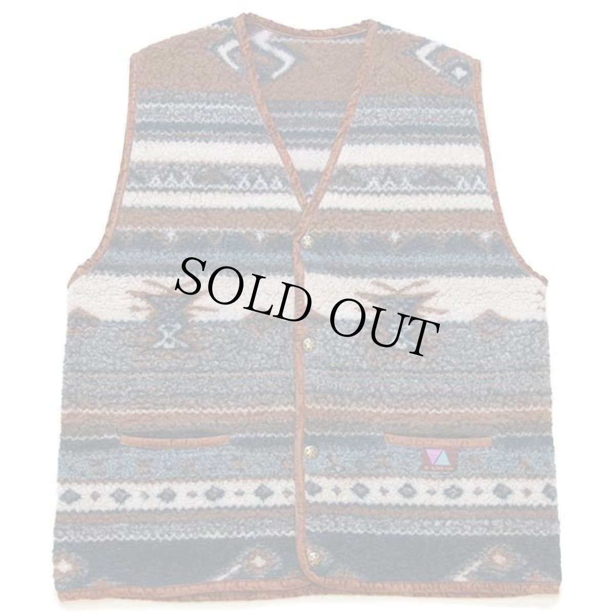 画像1: 90s CRAZY IDEA BY VALERIA COLTURI フォークロア柄 ボア ベスト M (1)