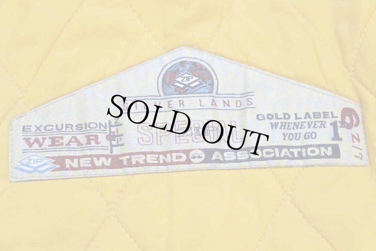 画像4: 90s イタリア製 ZIP USA刺繍 キルティングライナー ダック地 ファイヤーマンジャケット マスタード (4)