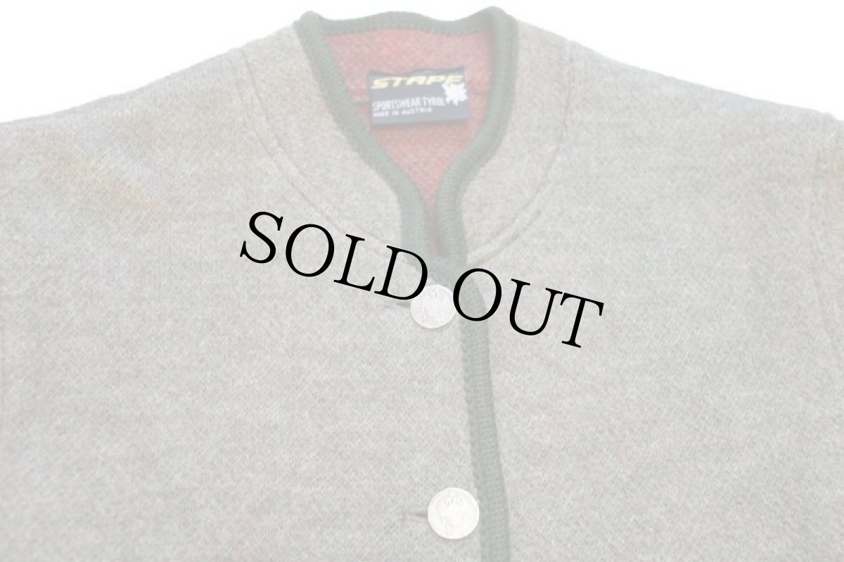 画像3: オーストリア製 STAPF 風景柄 アート スタンドカラー チロリアン ウールニット ジャケット 42 (3)