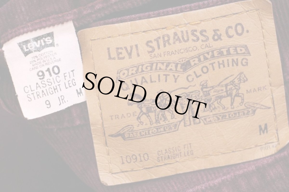 画像6: 90s USA製 Levi'sリーバイス 910 コーデュロイパンツ ワインレッド 9 JR. M (6)