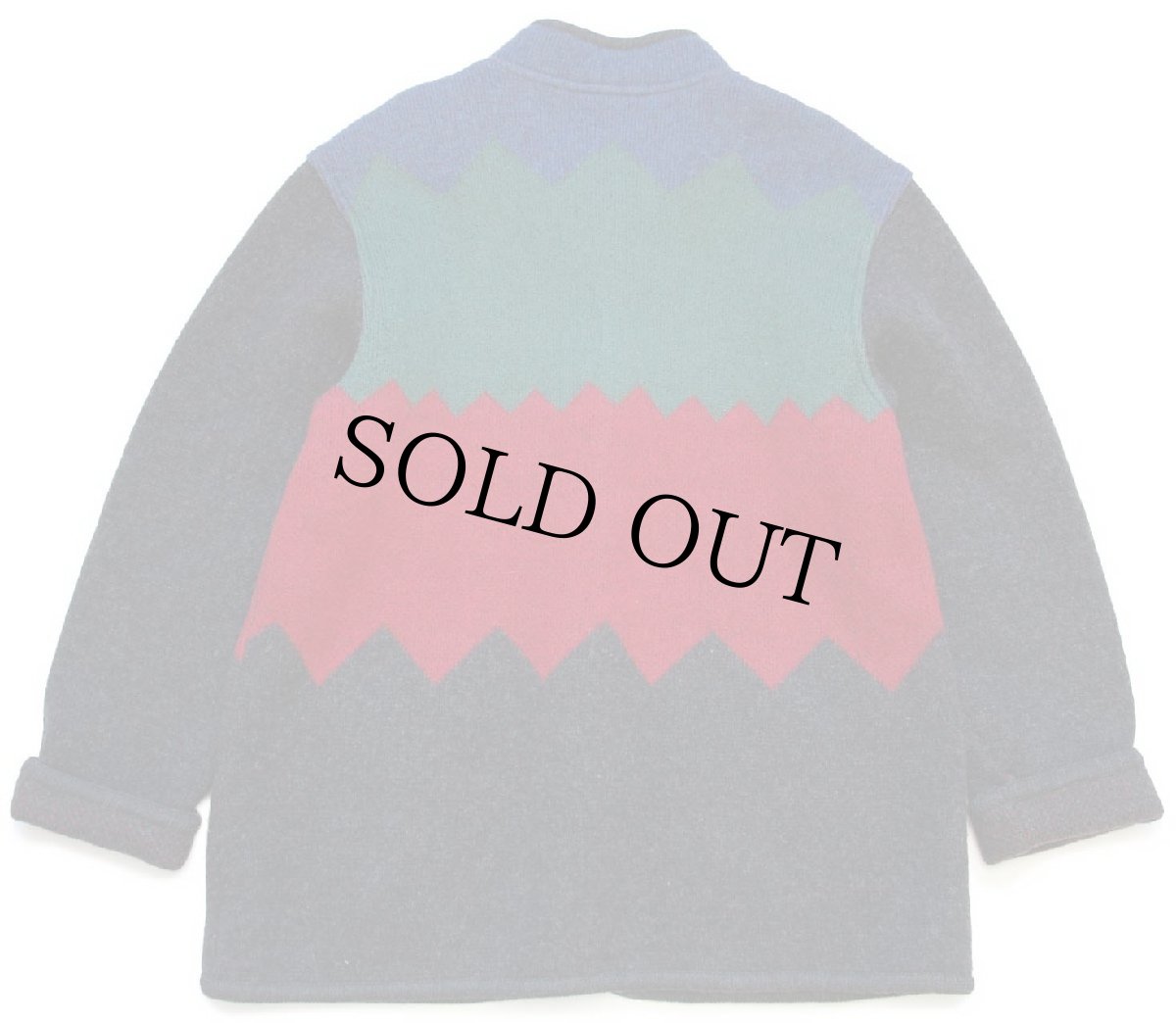 画像2: オーストリア製 GEIGER ジグザグ マルチカラー 切り替え スタンドカラー チロリアン ウールニット ジャケット 42 (2)