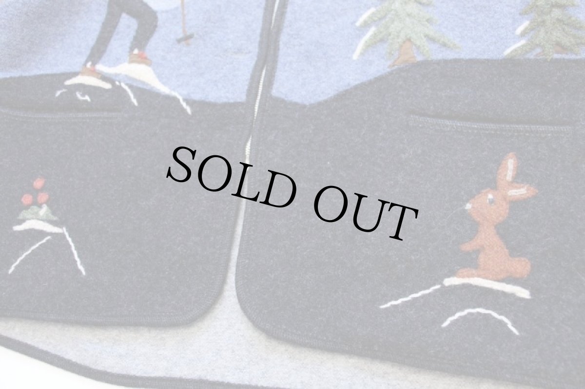 画像6: オーストリア製 GIESSWEIN 風景柄 アップリケ アート チロリアン ボイルドウール ジップパーカー カスタム 40 (6)