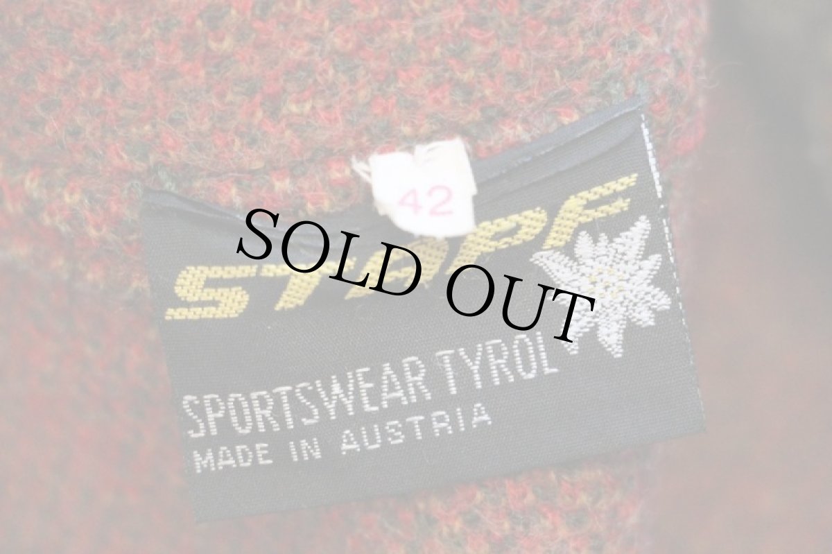 画像4: オーストリア製 STAPF 風景柄 アート スタンドカラー チロリアン ウールニット ジャケット 42 (4)