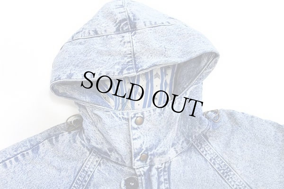 画像3: 90s California パッチ付き キルティングライナー フライト ケミカルウォッシュ デニムパーカー★アシッド (3)