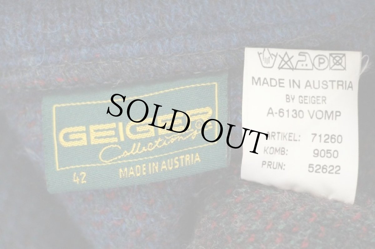 画像4: オーストリア製 GEIGER ジグザグ マルチカラー 切り替え スタンドカラー チロリアン ウールニット ジャケット 42 (4)