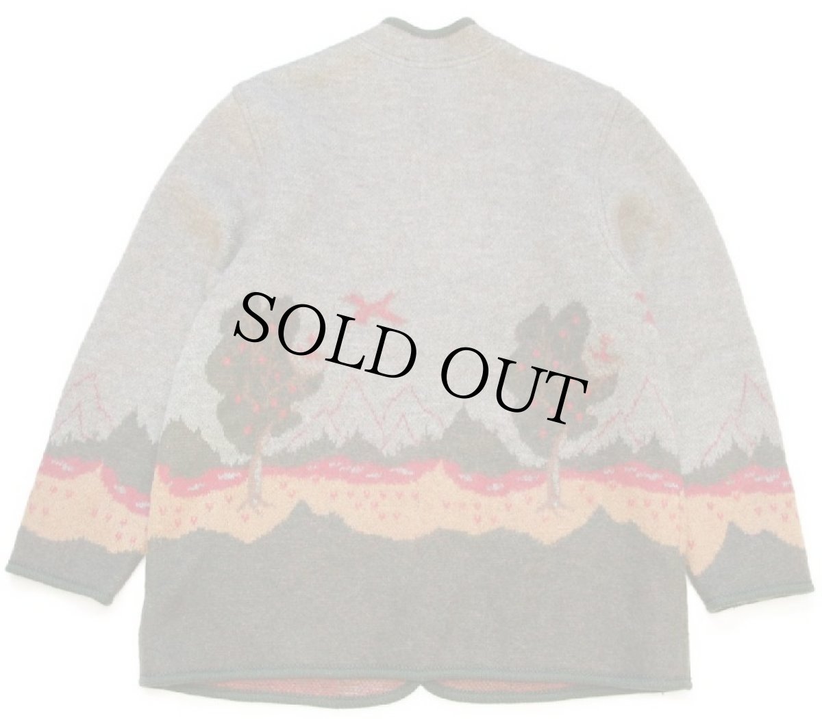 画像2: オーストリア製 STAPF 風景柄 アート スタンドカラー チロリアン ウールニット ジャケット 42 (2)