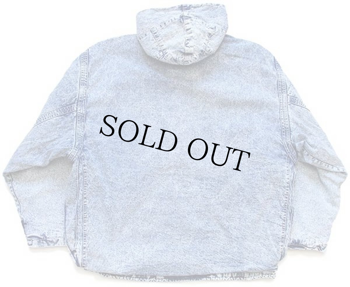 画像2: 90s California パッチ付き キルティングライナー フライト ケミカルウォッシュ デニムパーカー★アシッド (2)