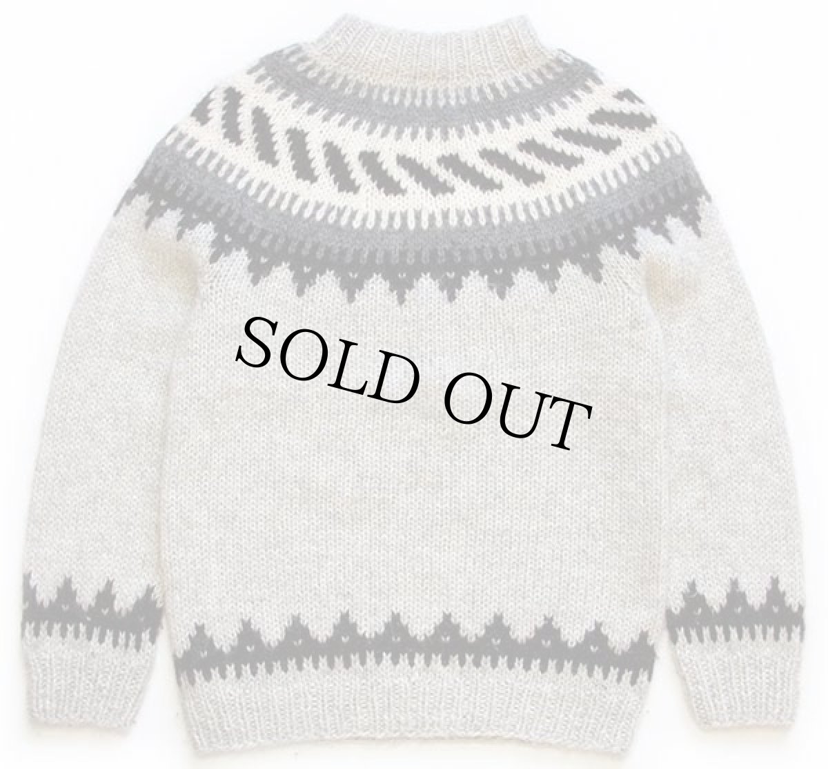 画像2: 80s アイスランド製 Hilda 丸ヨーク ノルディック柄 ウールニット セーター XL (2)
