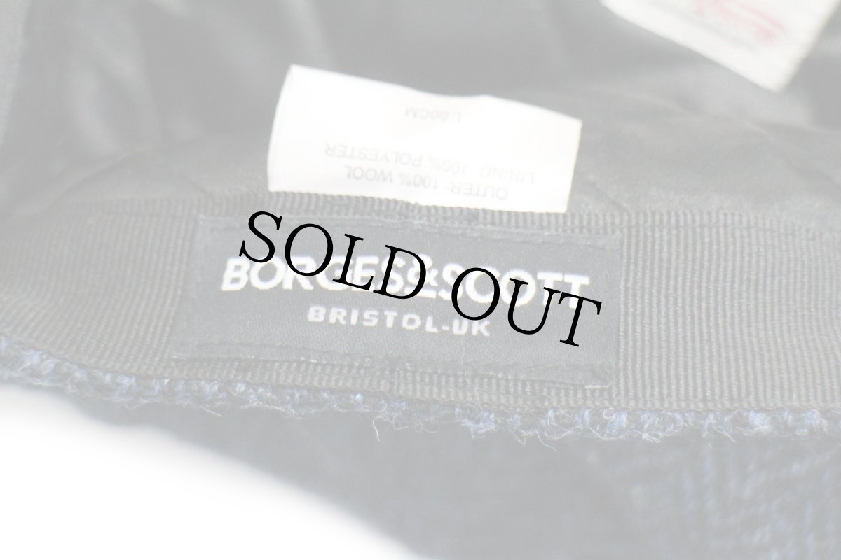 画像7: BORGES&SCOTT×Harris Tweedハリスツイード キルティングライナー ヘリンボーン ツイード ウール キャスケット 青 ミックス L (7)