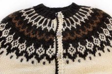 画像3: ICELAND SWEATER 丸ヨーク ノルディック柄 ウール ハンドニット カーディガン M (3)