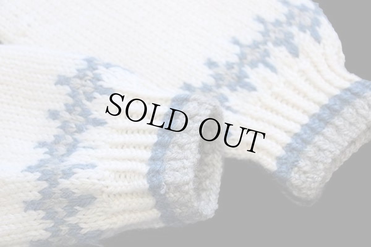 画像6: UNKNOWN 丸ヨーク 雪柄 ノルディック柄 ウール ハンドニット セーター (6)