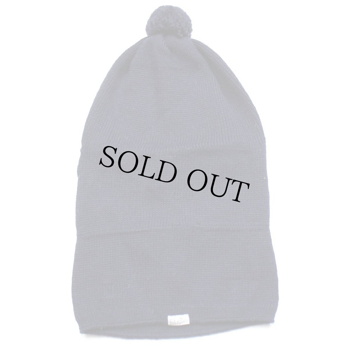 画像2: 90s イタリア製 Conte of Florence ロゴ刺繍 ツバ&ポンポン付き 目出し帽 ウール ニットキャップ 紺★バラクラバ (2)