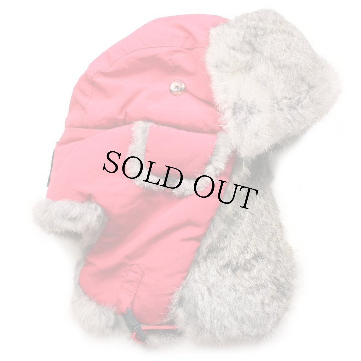 画像2: MAD BOMBER ラビットファー ナイロン フライトキャップ 赤 M (2)