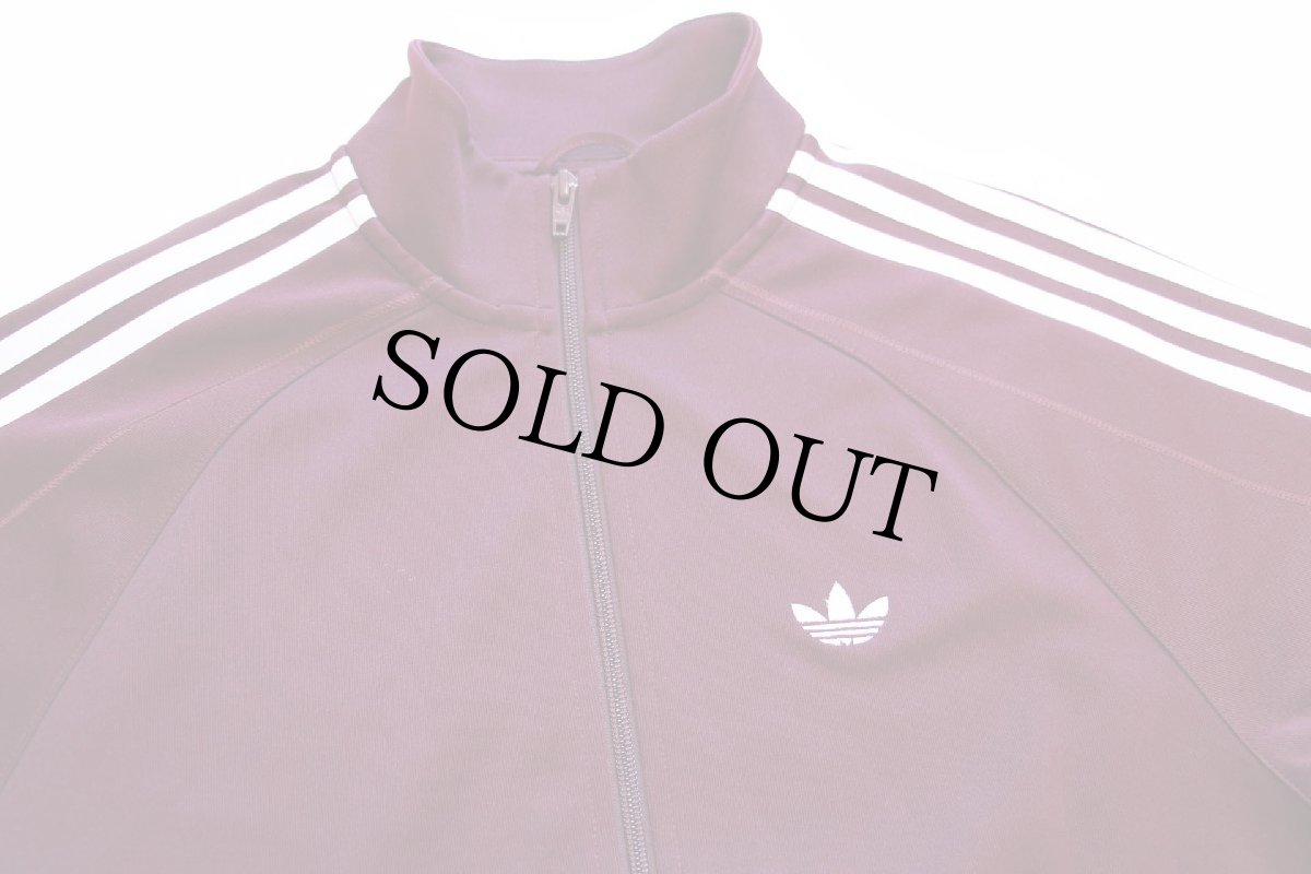 画像3: adidasアディダス FLAMESTRK トレフォイル ロゴ刺繍 トラックジャケット バーガンディ×白 S★ジャージ (3)