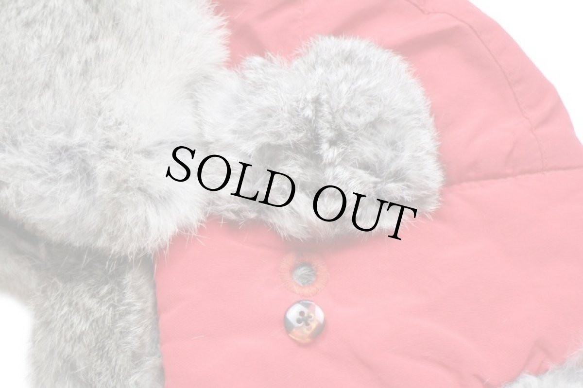 画像7: MAD BOMBER ラビットファー ナイロン フライトキャップ 赤 M (7)