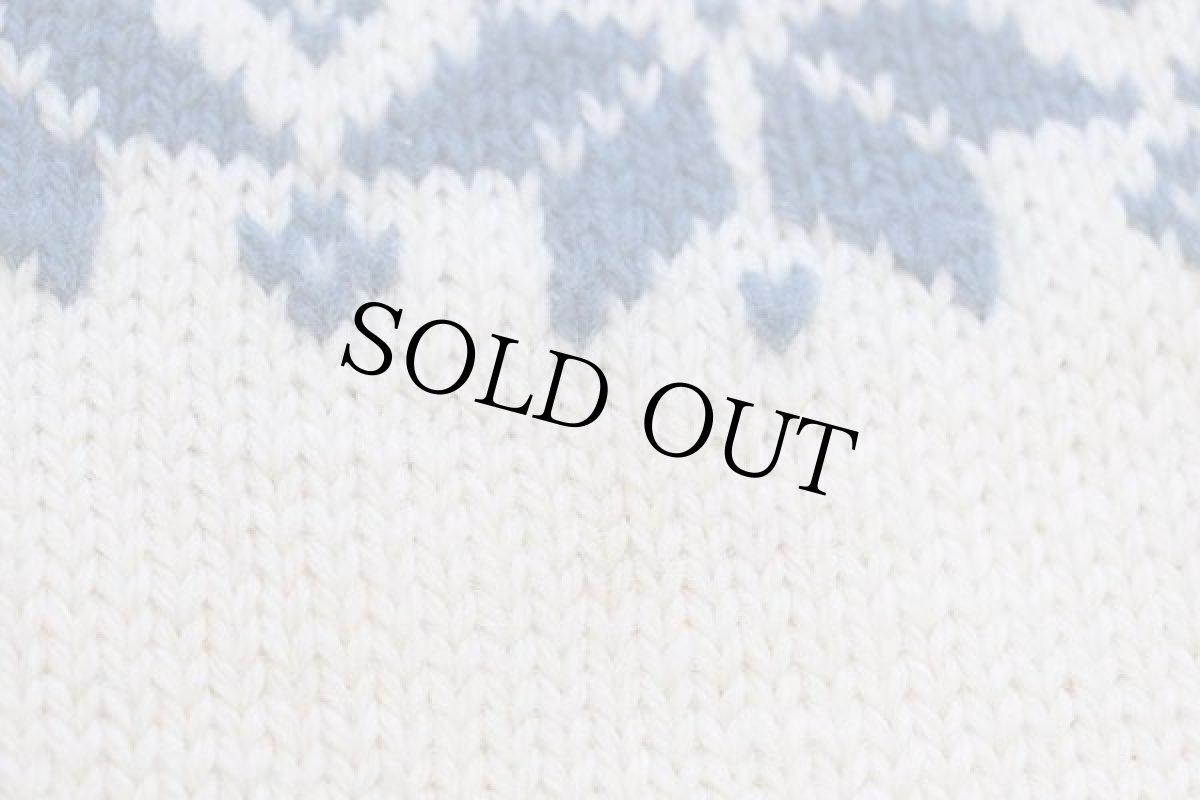 画像5: UNKNOWN 丸ヨーク 雪柄 ノルディック柄 ウール ハンドニット セーター (5)