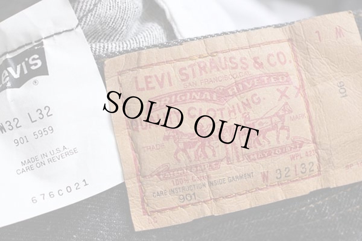 画像6: デッドストック★90s USA製 Levi'sリーバイス 901 先染め ブラック デニムパンツ w32 L32★501 (6)