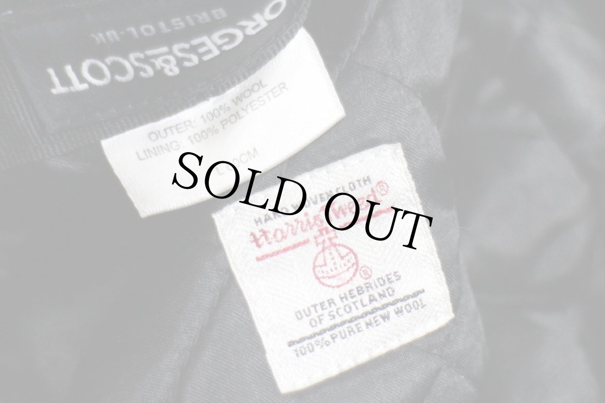 画像8: BORGES&SCOTT×Harris Tweedハリスツイード キルティングライナー ヘリンボーン ツイード ウール キャスケット 青 ミックス L (8)