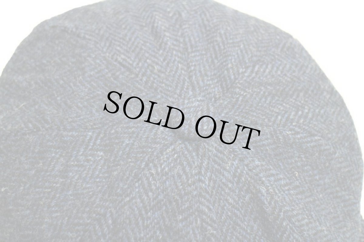 画像5: BORGES&SCOTT×Harris Tweedハリスツイード キルティングライナー ヘリンボーン ツイード ウール キャスケット 青 ミックス L (5)