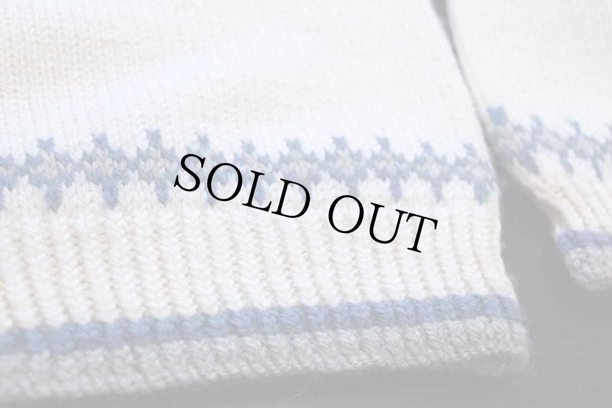 画像4: UNKNOWN 丸ヨーク 雪柄 ノルディック柄 ウール ハンドニット セーター (4)