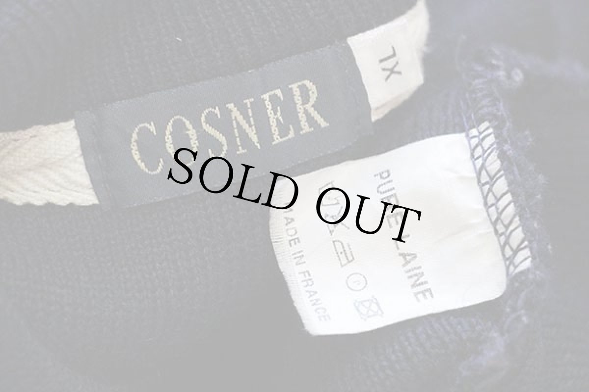 画像4: 90s フランス製 COSNER 無地 ウールニット マリンセーター 紺 XL (4)