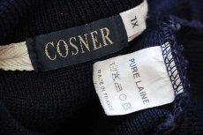 画像4: 90s フランス製 COSNER 無地 ウールニット マリンセーター 紺 XL (4)