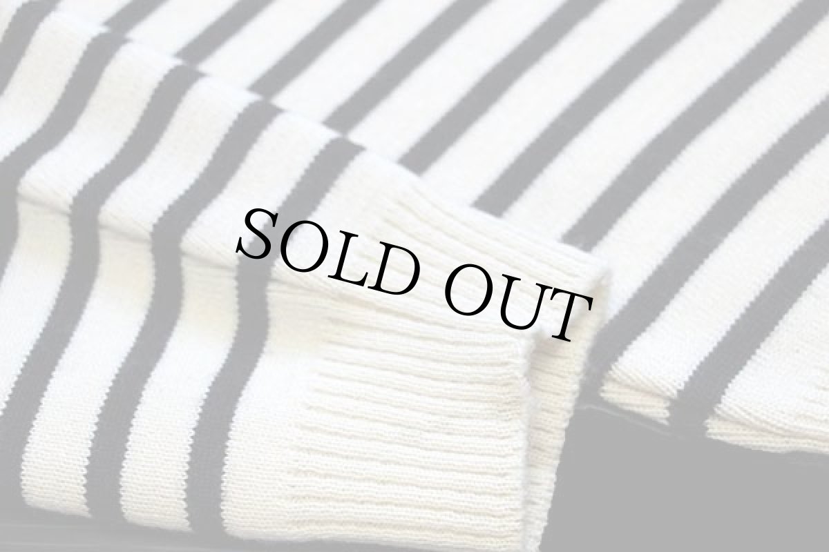 画像5: 90s フランス製 VAL de SAIRE ボーダー ウールニット マリンセーター ナチュラル×ネイビー S (5)