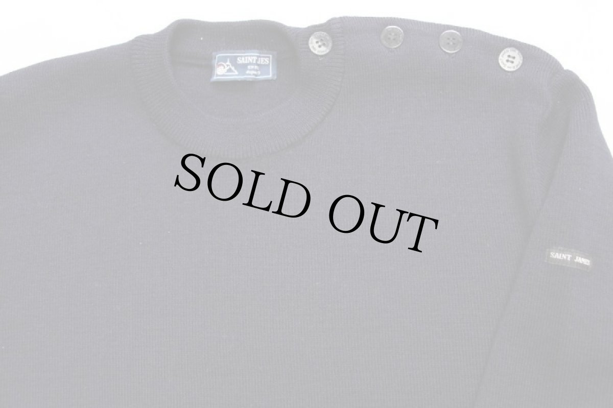 画像3: 90s フランス製 SAINT JAMESセントジェームス 無地 ウールニット マリンセーター 濃紺 XL (3)