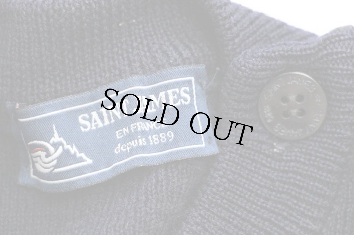 画像4: 90s フランス製 SAINT JAMESセントジェームス 無地 ウールニット マリンセーター 濃紺 XL (4)