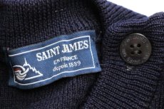 画像4: 90s フランス製 SAINT JAMESセントジェームス 無地 ウールニット マリンセーター 濃紺 XL (4)