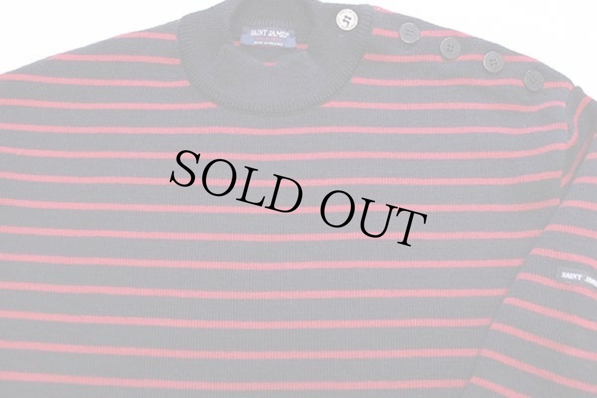 画像3: フランス製 SAINT JAMESセントジェームス ボーダー ウールニット マリンセーター 濃紺×赤 XL (3)