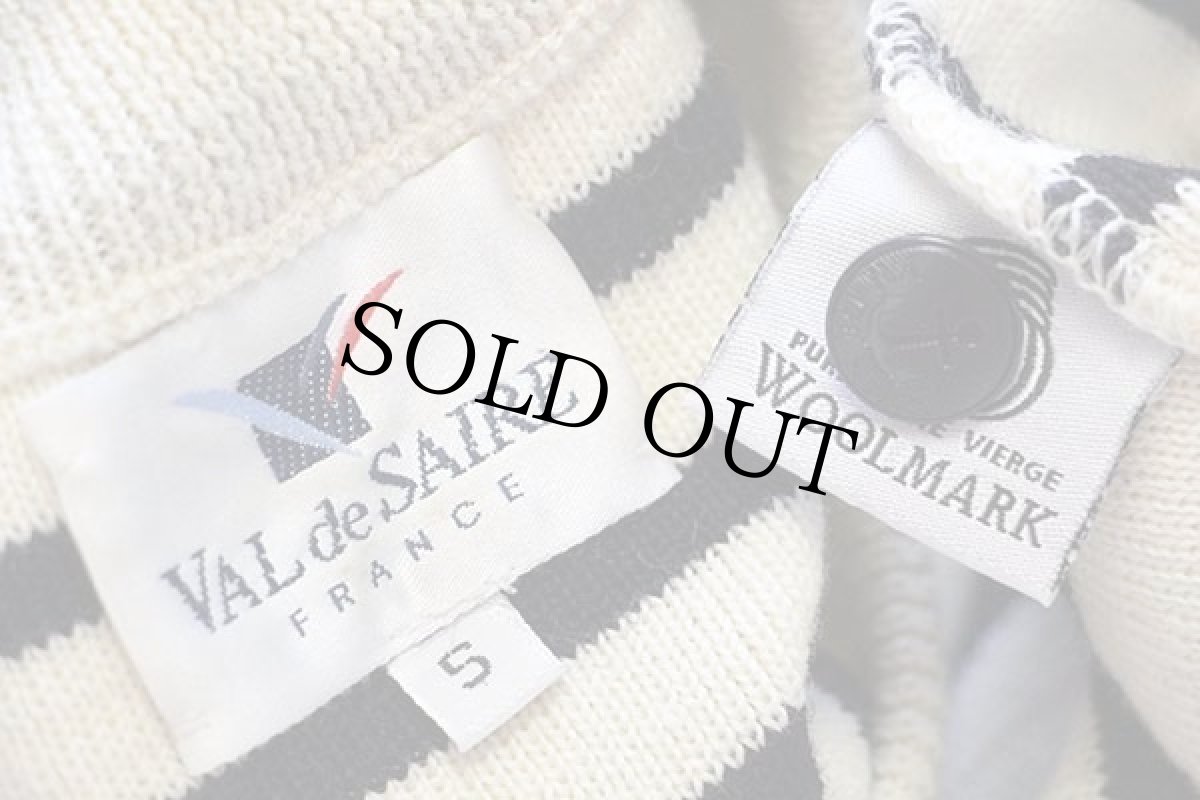 画像4: 90s フランス製 VAL de SAIRE ボーダー ウールニット マリンセーター ナチュラル×ネイビー S (4)