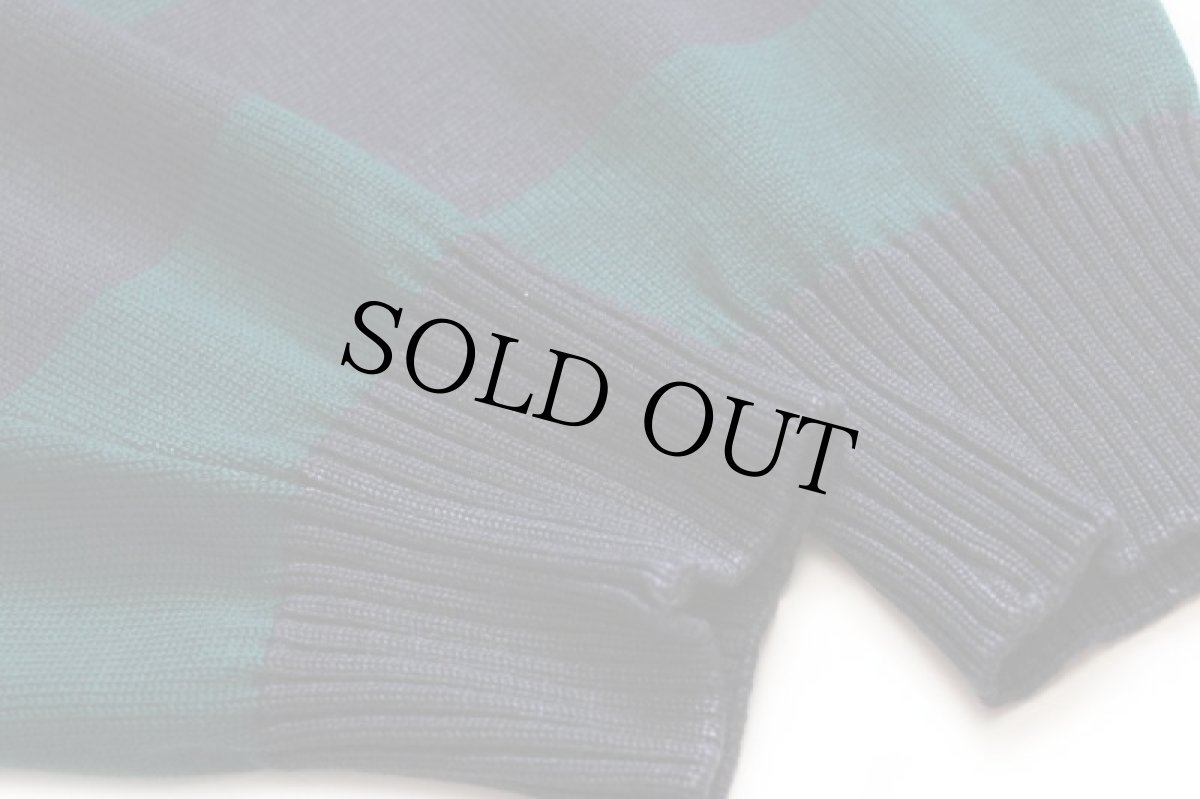 画像6: 90s イタリア製 SEA&SKY 太ボーダー ウールニット マリンセーター 紺×緑 XL (6)