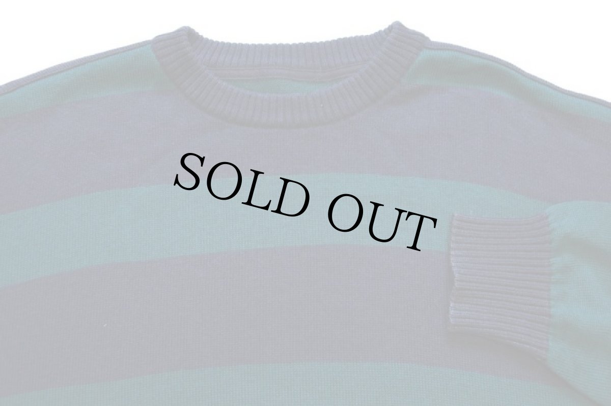 画像3: 90s イタリア製 SEA&SKY 太ボーダー ウールニット マリンセーター 紺×緑 XL (3)