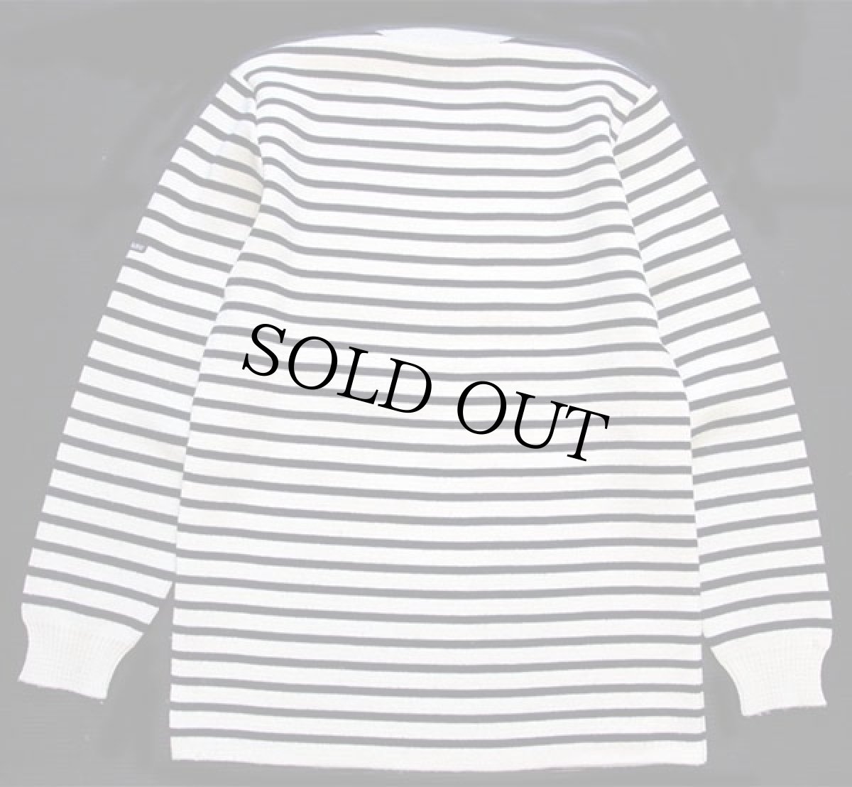 画像2: 90s フランス製 VAL de SAIRE ボーダー ウールニット マリンセーター ナチュラル×ネイビー S (2)