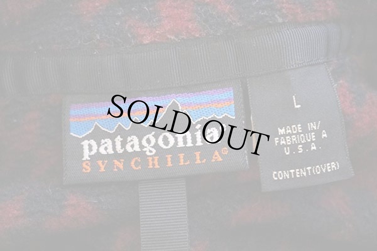 画像4: 90s USA製 patagoniaパタゴニア 総柄 シンチラ フリース スナップT L (4)