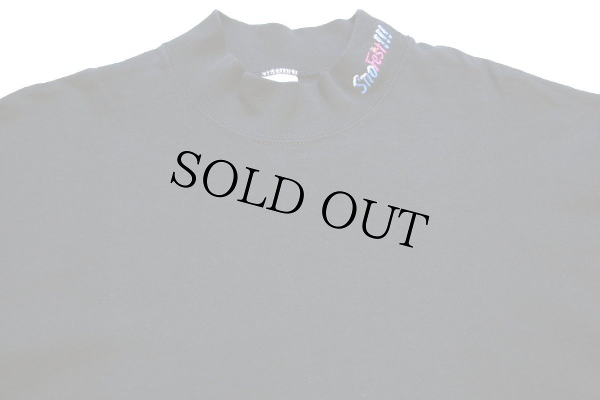 画像4: 90s Sno Fest!!! 刺繍 モックネック コットン 長袖Tシャツ 黒 L (4)